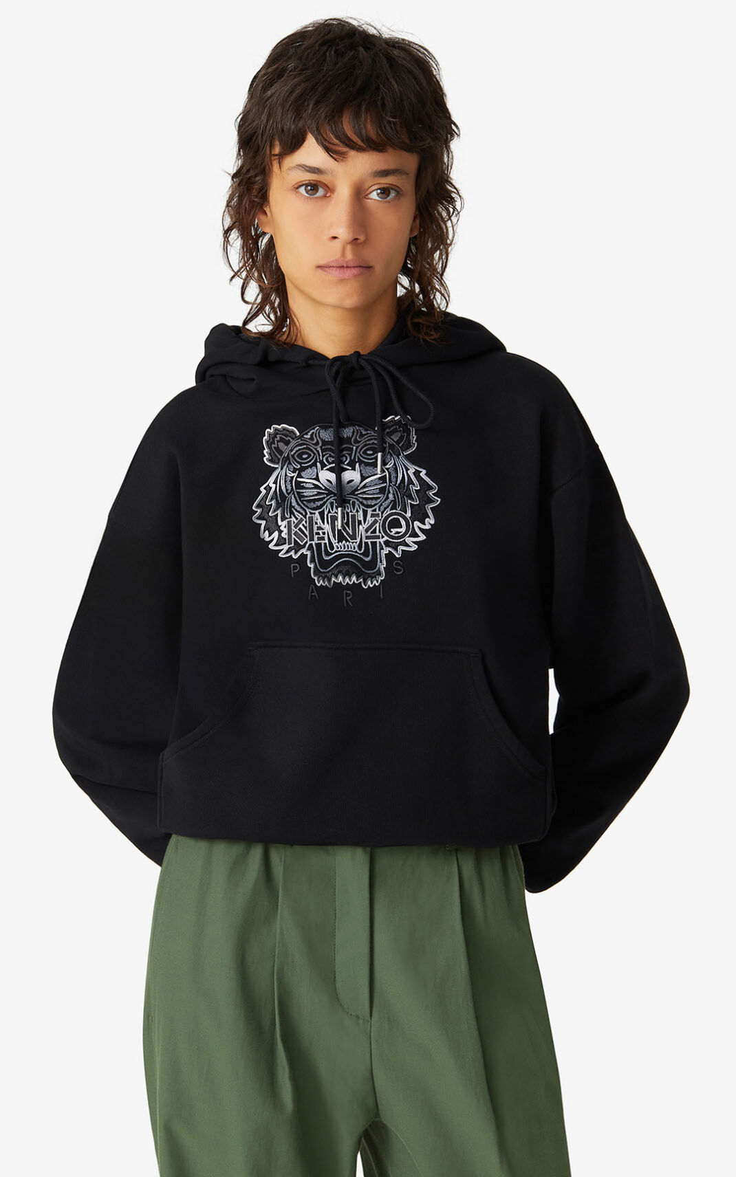 Sweat A Capuche Kenzo Boxy Tiger Femme Noir | GEPI-87941